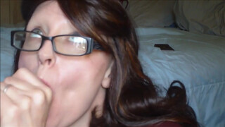 The hot bitch with the glasses is gonna take my dick deep into her throat